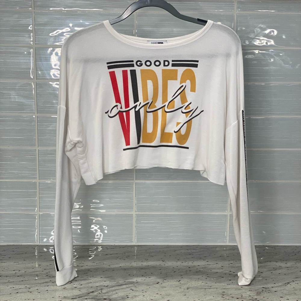 Good Vibes Long Sleeve Crop Top
